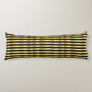Golden and Black Elegant Stripes Body Cushion