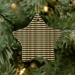 Golden and Black Elegant Stripes Ceramic Tree Decoration