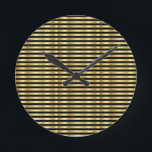 Golden and Black Elegant Stripes Round Clock<br><div class="desc">Golden and Black Elegant Stripes Wall Clock by Gerson Ramos.</div>