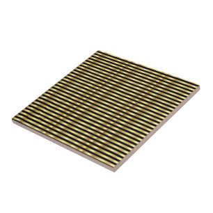 Golden and Black Elegant Stripes Tile