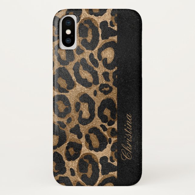 Golden and Black glitter  Leopard/ Jaguar print Case-Mate iPhone Case (Back)