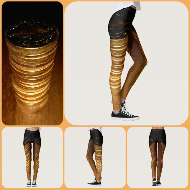 Golden and Black Stacks of Gold Coins Leggings (Creator Uploaded)