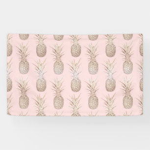 Golden and blush pineapples pattern banner