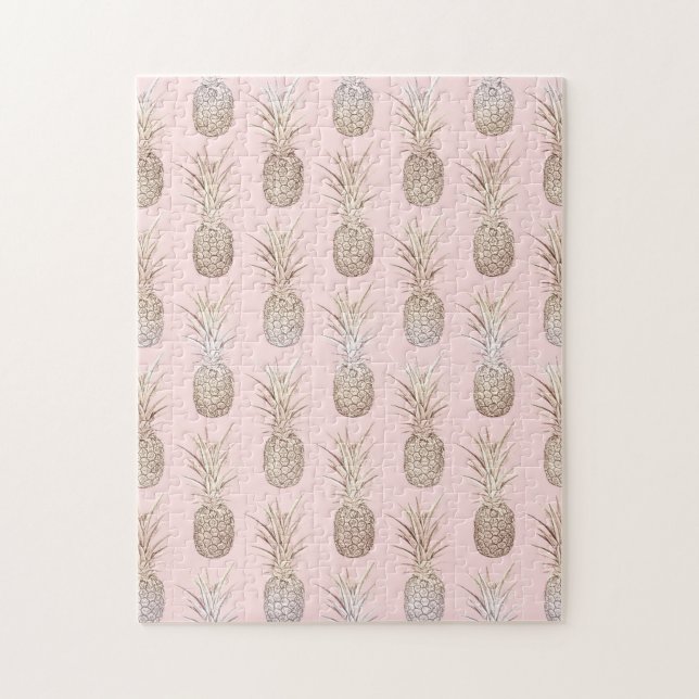 Golden and blush pineapples pattern jigsaw puzzle (Vertical)