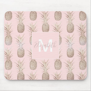 Golden and blush pineapples pattern mouse mat
