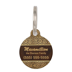 Golden and Brown Cheetah for Pets Pet Tag