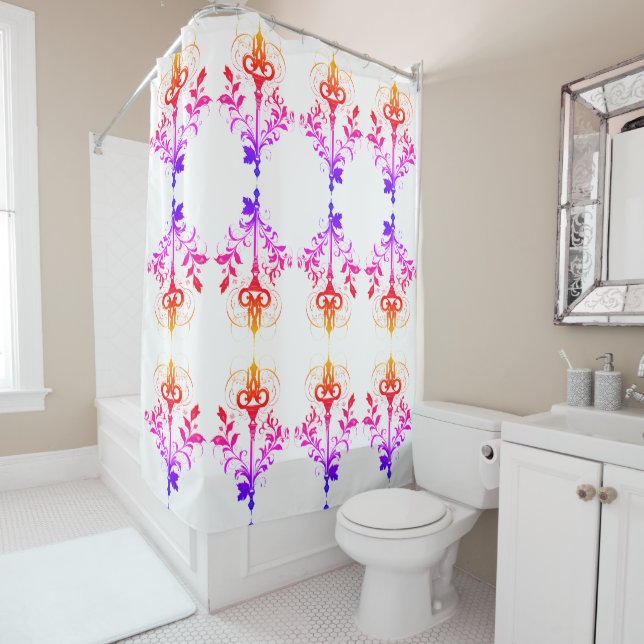 Golden and Colourful Keys Design Shower Curtain (In Situ)