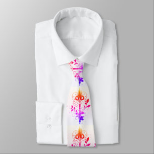 Golden and Colourful Keys Design Tie