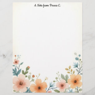 Golden and Ivory Flowers Custom Letterhead