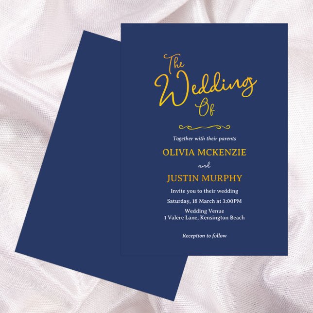 Golden And Navy Blue Script  Invitation (Creator Uploaded)