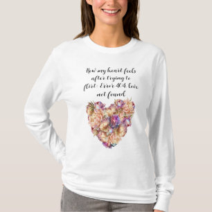 Golden and purple peonies. Heart made of flowers T-Shirt