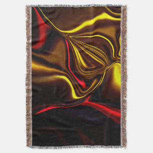 Golden and red curved strokes with dark parts throw blanket