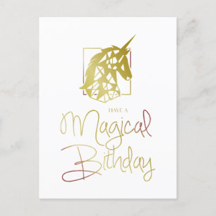 Golden and Red Unicorn for Magical Birthday Invitation Postcard