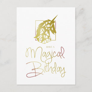 Golden and Red Unicorn for Magical Birthday Invitation Postcard