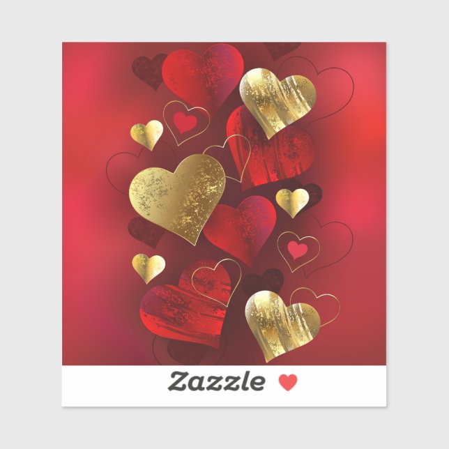 Golden and red valentines (Sheet)