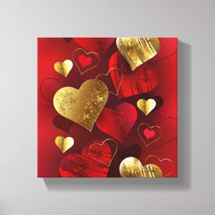 Golden and red valentines canvas print