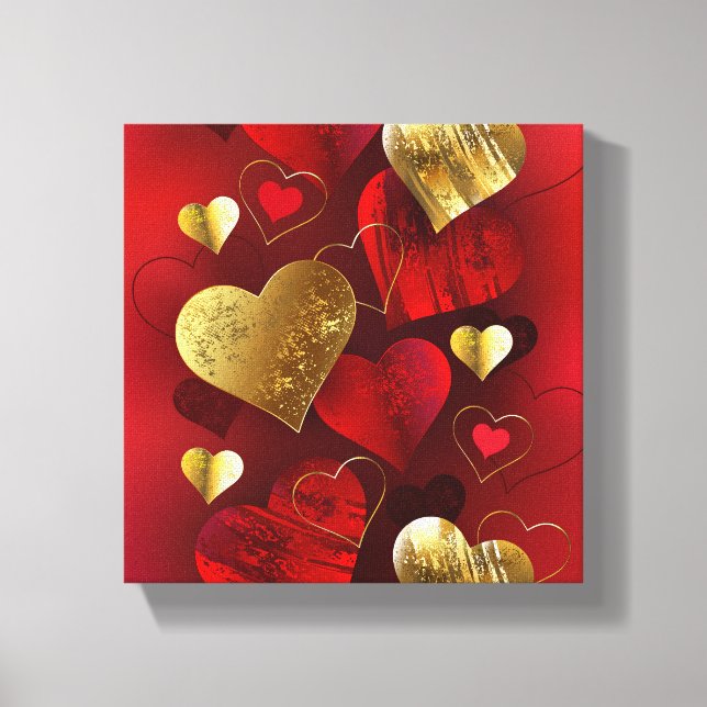 Golden and red valentines canvas print (Front)