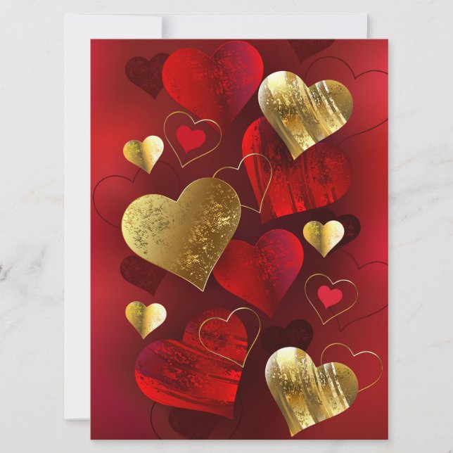 Golden and red valentines card (Front)