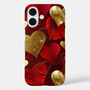 Golden and red valentines iPhone 16 case