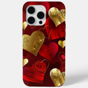 Golden and red valentines iPhone 15 pro max case
