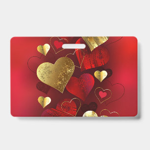 Golden and red valentines ID badge