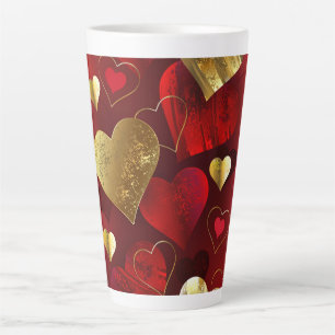 Golden and red valentines latte mug