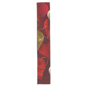 Golden and red valentines long table runner