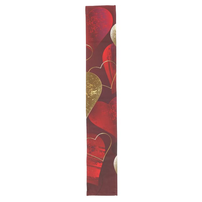 Golden and red valentines long table runner (Front)