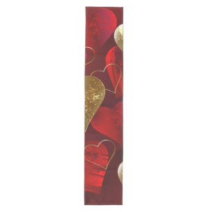 Golden and red valentines medium table runner