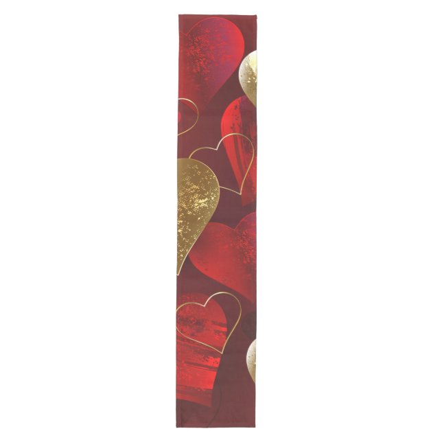 Golden and red valentines medium table runner (Front)