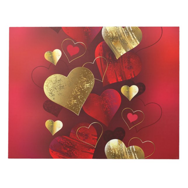 Golden and red valentines notepad (Front)