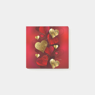 Golden and red valentines post-it notes