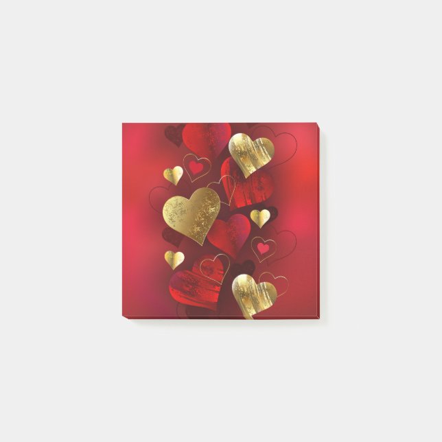 Golden and red valentines post-it notes (Front)