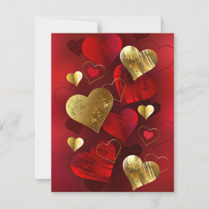 Golden and red valentines save the date