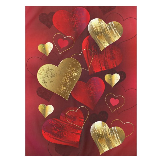 Golden and red valentines tablecloth (Front)