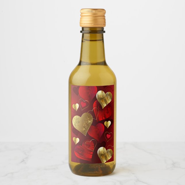 Golden and red valentines wine label (Front)