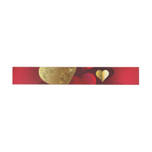 Golden and red valentines wraparound address label