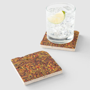 Golden and vivid red texture stone coaster