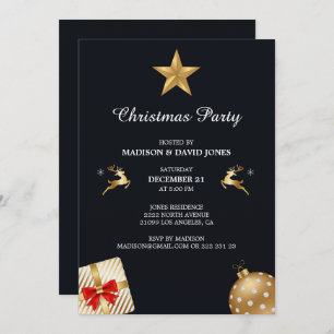 Golden And White Christmas Decor  Invitation