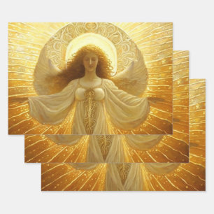 Golden Angel Awakening of Knowledge Wrapping Paper Sheet