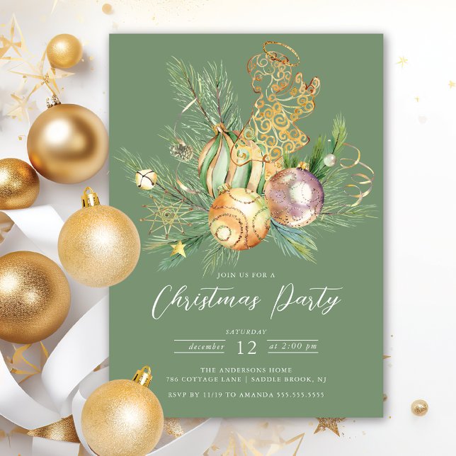 Golden Angel Christmas Party Invitation (Creator Uploaded)
