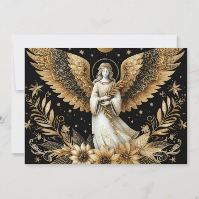 Golden Angel Flat Holiday Card (Front)