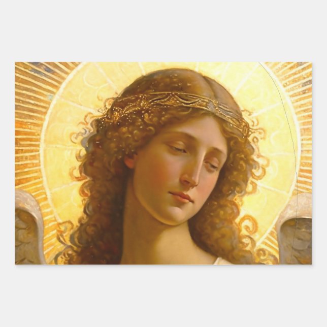 Golden Angel Gentle Messenger of Love  Wrapping Paper Sheet (Front)