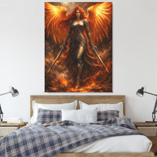 Golden Angel of Fire Epic Fantasy Wall Art