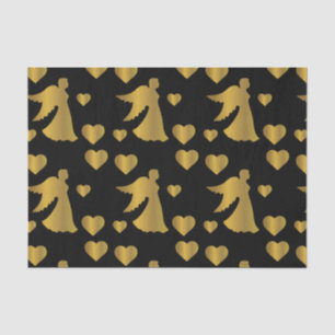 Golden Angel Silhouette Wings Religious Hearts Tissue Paper