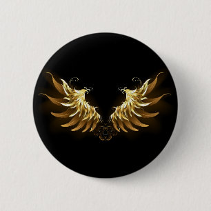 Golden Angel Wings on Black background 6 Cm Round Badge