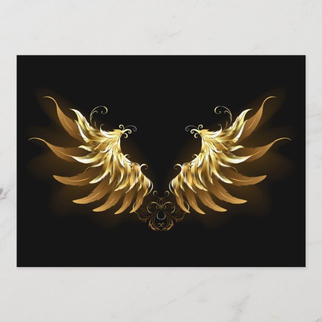 Golden Angel Wings on Black background Advice Card (Front)