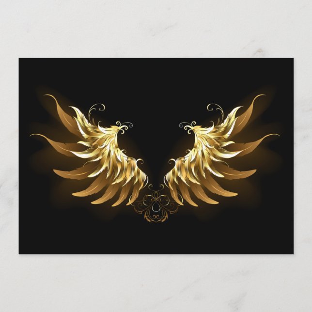 Golden Angel Wings on Black background Advice Card (Front)