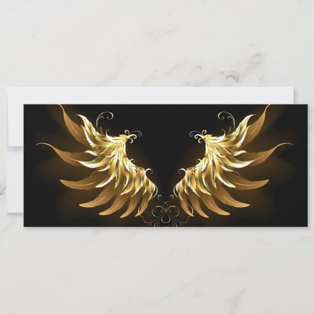 Golden Angel Wings on Black background Announcement (Front)