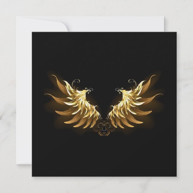 Golden Angel Wings on Black background Announcement (Front)